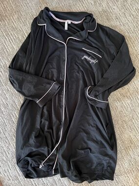 Black Pajama Dress with pink Piping